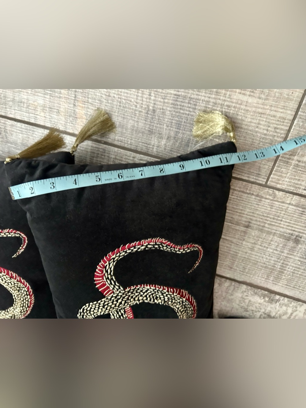 Threshold Snake Embroidered Black Decorative Lumbar Throw Pillows Set of 2 NWT - Picture 7 of 9
